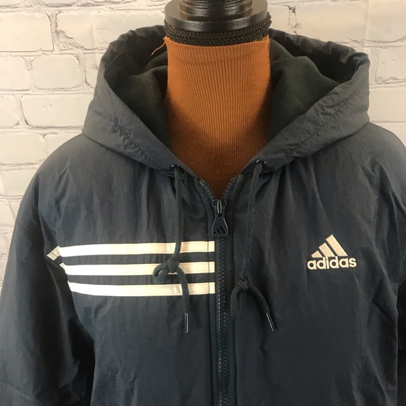 Vtg Adidas Fleece Lined Ski Jacket Size L Navy - Picture 2 of 8